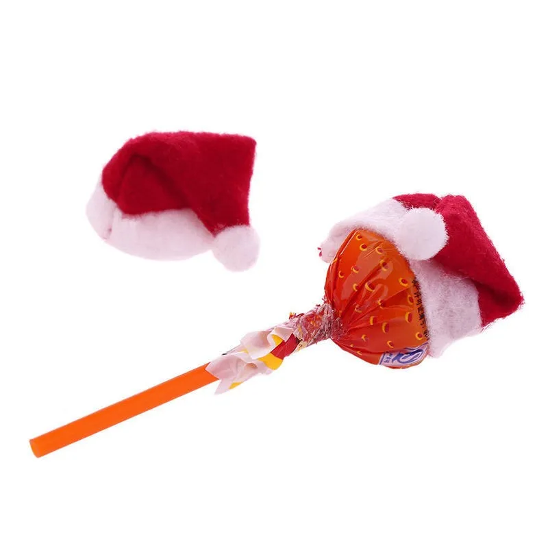 2016 Nouvelle Arrivée Mini Père Noël Chapeau De Noël De Noël De Vacances Lollipop Top Topper Décor Chaud