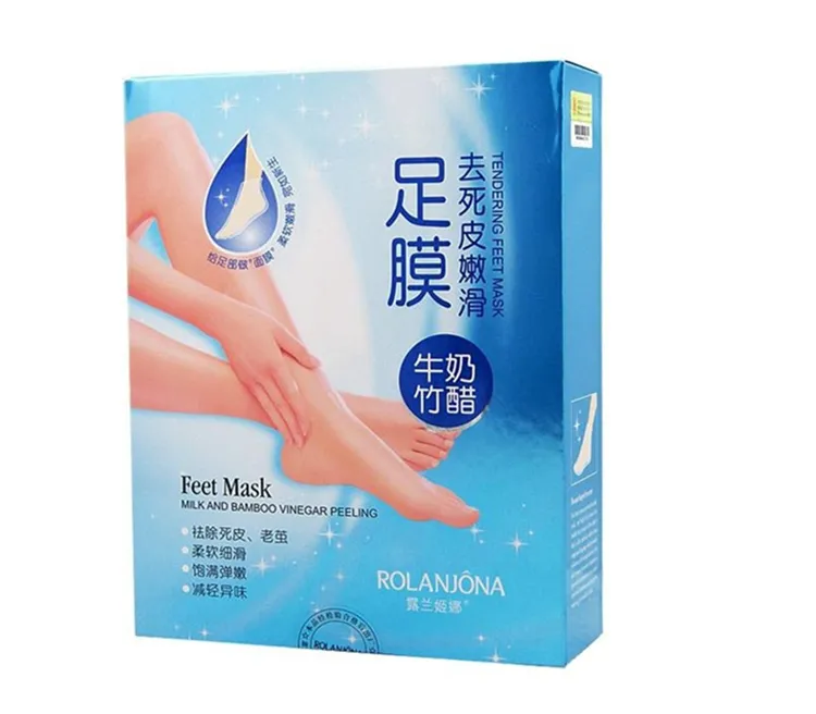 Rolanjona Milk Bamboo Vinegar Feet Mask Peeling Exfoliating Dead Skin Remove Professional Feet Mask Foot Care 