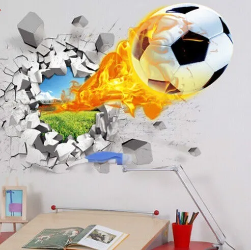 3D наклейки на стену с пищевым мячом, наклейки с футбольным принтом из ПВХ, домашний декор, съемные настенные художественные наклейки для детской комнаты, современные 5070 см93042605840950