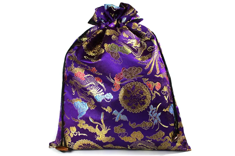 Reusable Portable Jacquard Silk Brocade Shoe Pouch Bag Travel Decorative Storage Pack Protective Cover Drawstring Gift Packaging Bags