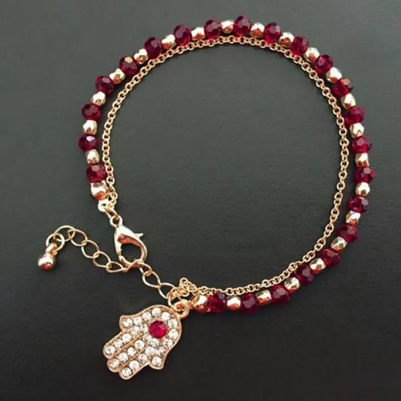 Mode Kleurrijke Fatima Hand Rotatie Evil Oog Charms Crystal Glass Kralen Armbanden Voor Mannen Dames Geschenken Gratis Verzending