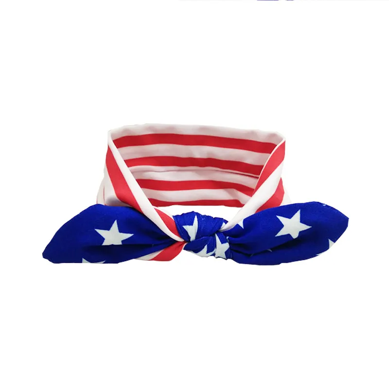 Baby Star Stripe National Flag Bowknot Headpastes 3 Design Girls Lovely Cute American Flag Band Headwrap Dzieci Elastyczne akcesoria