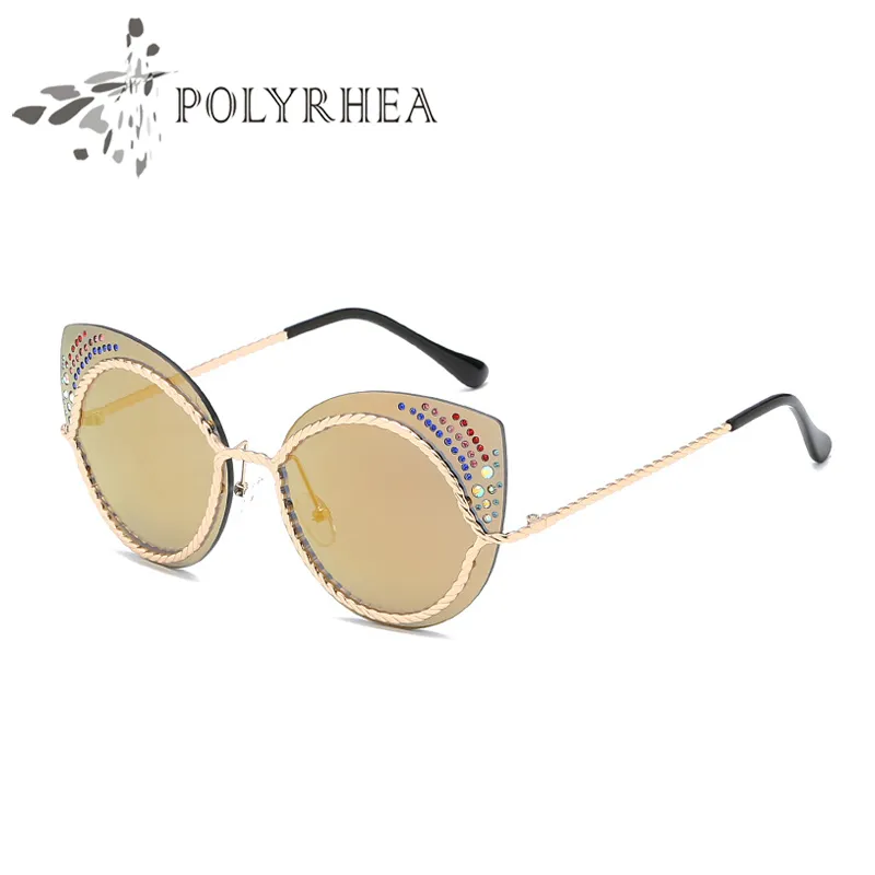 Top Quality Cat Eye Sunglasses Fashion Women Brand Designer Sun Glasses Brown Female Mirror UV400 Lens Shade With Box And Cases