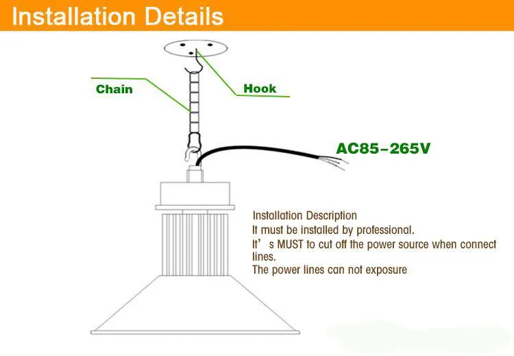 Industrial LED High Efficiency Warehouse Lighting Light 100W, 45 Degree