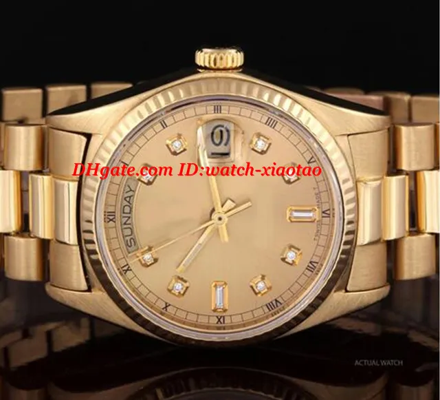 Luxury Klockor Fashion Watches 18K Gul Guld 18038 Automatisk mekanisk Mäns Klocka Armbandsur