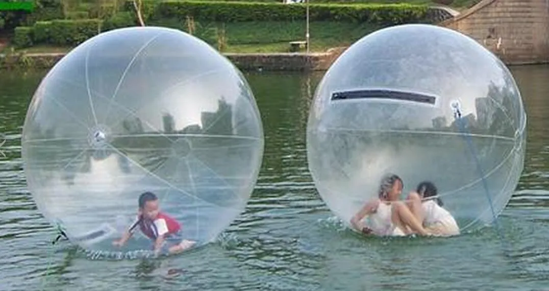 Bolla gonfiabile dell'acqua del materiale del PVC Grandi palloni gonfiabili ambulanti dell'acqua Divertimento in acqua Palla gonfiabile della chiusura lampo di ballo del giocattolo dello stagno