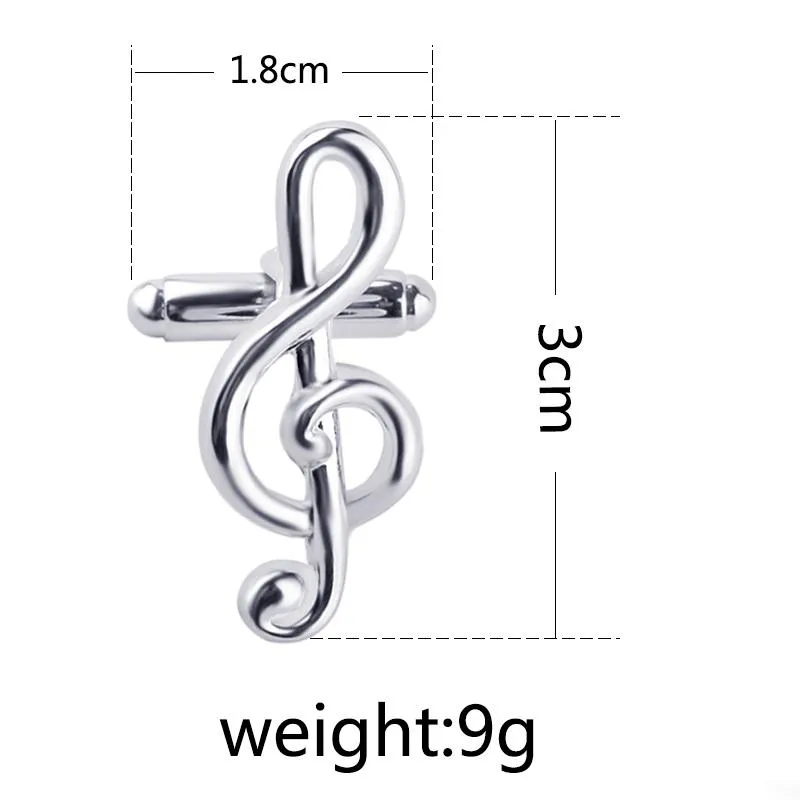 Hot Sale Fashion Shirt Treble Clef Cuff Luxury Manschettknappar Musik Not Classic French Manschettknapp för Mäns Presenter