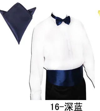 Mode heren tuxedo jurk strikje 26 kleuren solide bowtie + cumerbund taille afdichting + zakdoekzak voor Vaderdag kerstcadeau