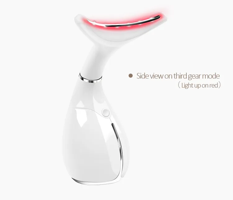 3 Färg LED Neck Beauty Care Massage Wrinkle Ta bort borttagning Double Chin Remover Vibration Device Hemanvändning1583064