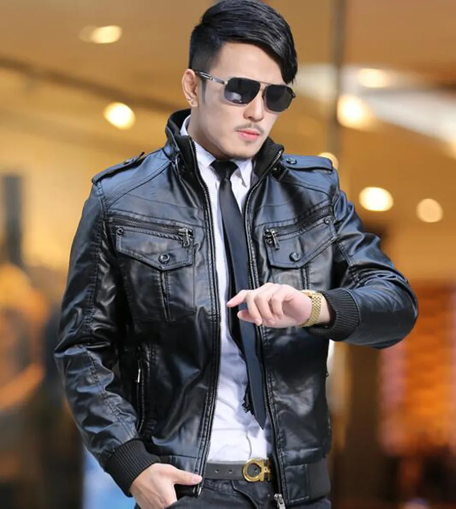 Thin leather deals jacket mens