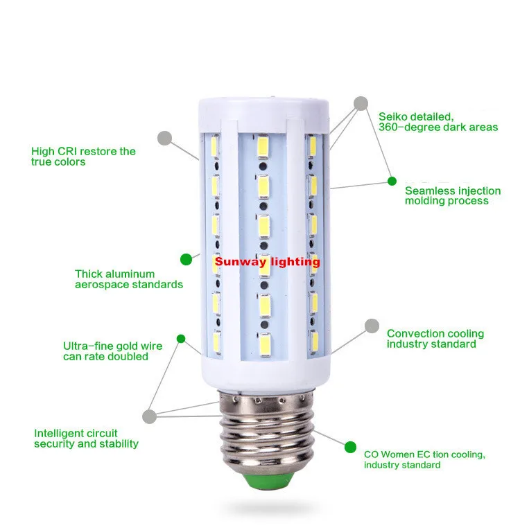 E40 B22 E27 Led Corn Lights SMD 5730 Haute Puissance 40W 50W 60W 80W Led Ampoules 360 Angle AC 85-265V ce ul