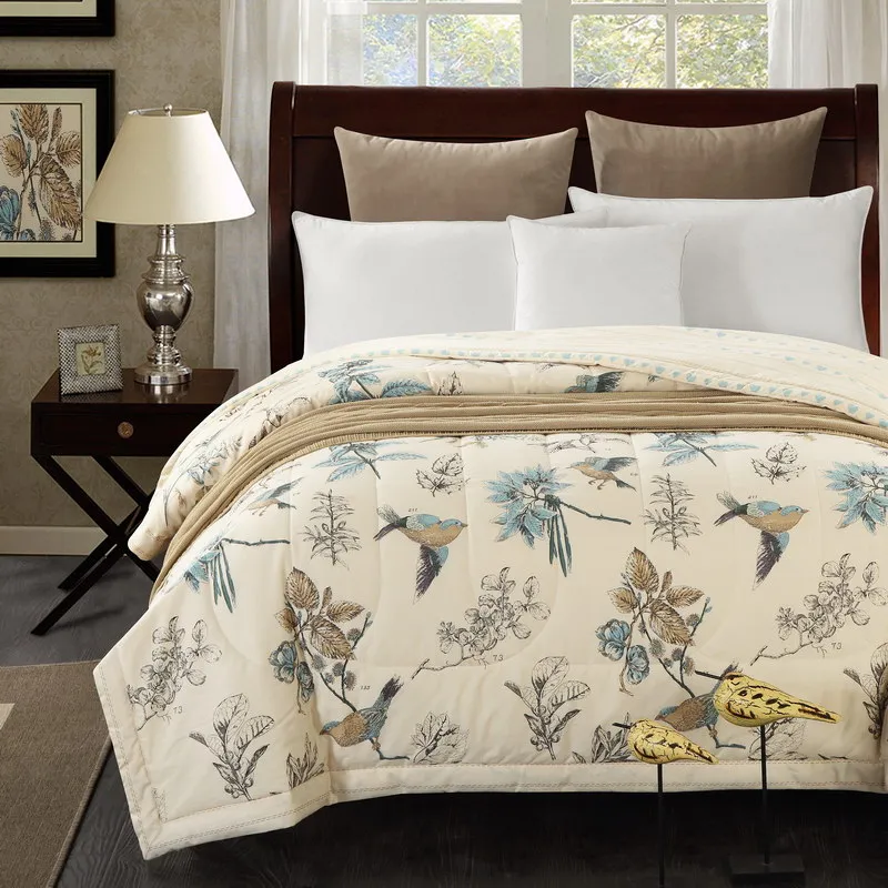 Wholesale- 1PCS Cotton the lovely bird bedspread quilt/summer Duvet Quilt/150x200cm and 200x230cm cotton bed cover