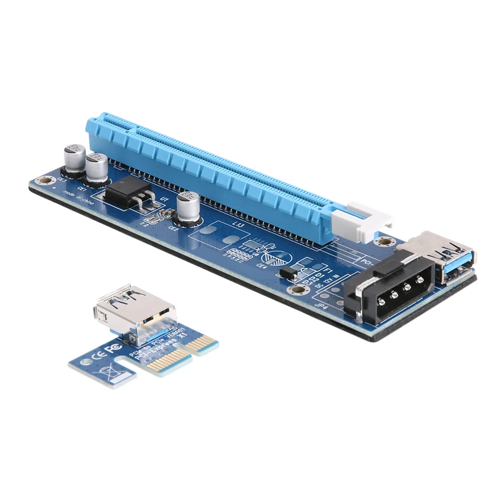 Freeshiping / 60cm PCI-E 1X till 16X Extender Riser Card SATA 15NEEDLE 4PIN POWER LINE USB 3.0-kontakt Strömförsörjningskabel för gruvdrift