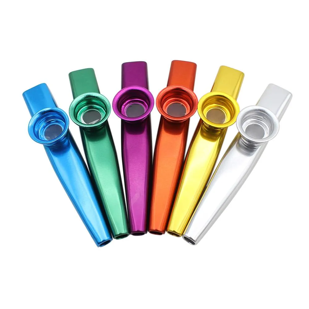 Aluminum Alloy Kazoo Flute Harmonica w/ 5 Diaphragm Musical Instrument Gift for Kids Music Lovers 6 Colors H210741