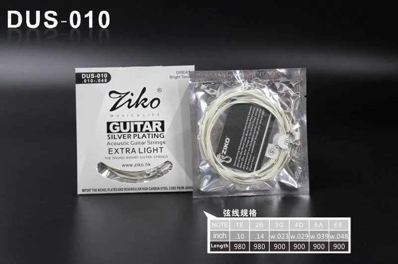 ZIKO 010-048 DUS-010 Akustische Gitarrensaiten Versilberung Gitarrenteile Musikinstrumente Zubehör