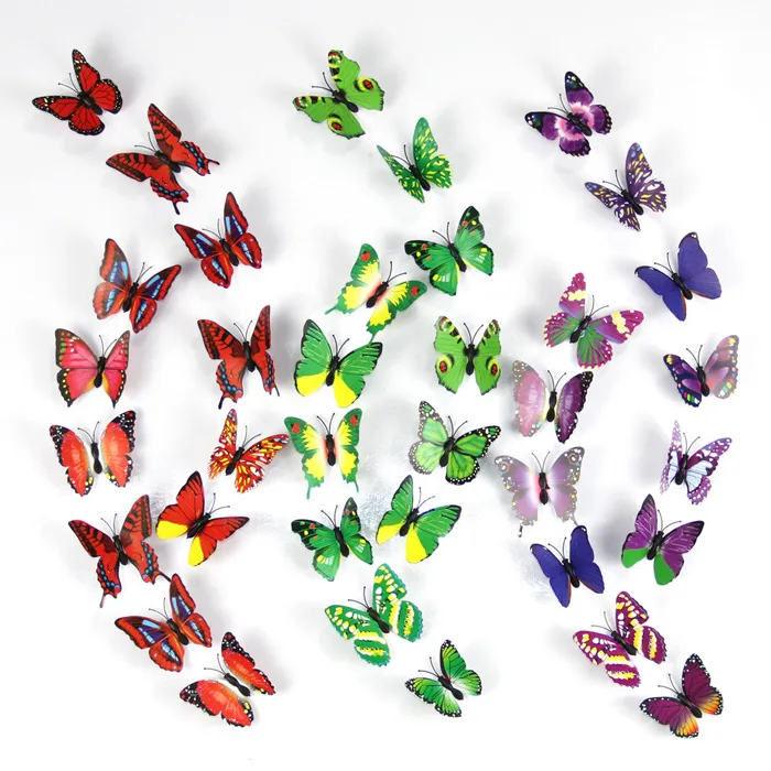 3D Papillon Stickers Muraux Art Wall nouveauté décoration DIY votre propre décoration de chambre d'enfants PVC amovible