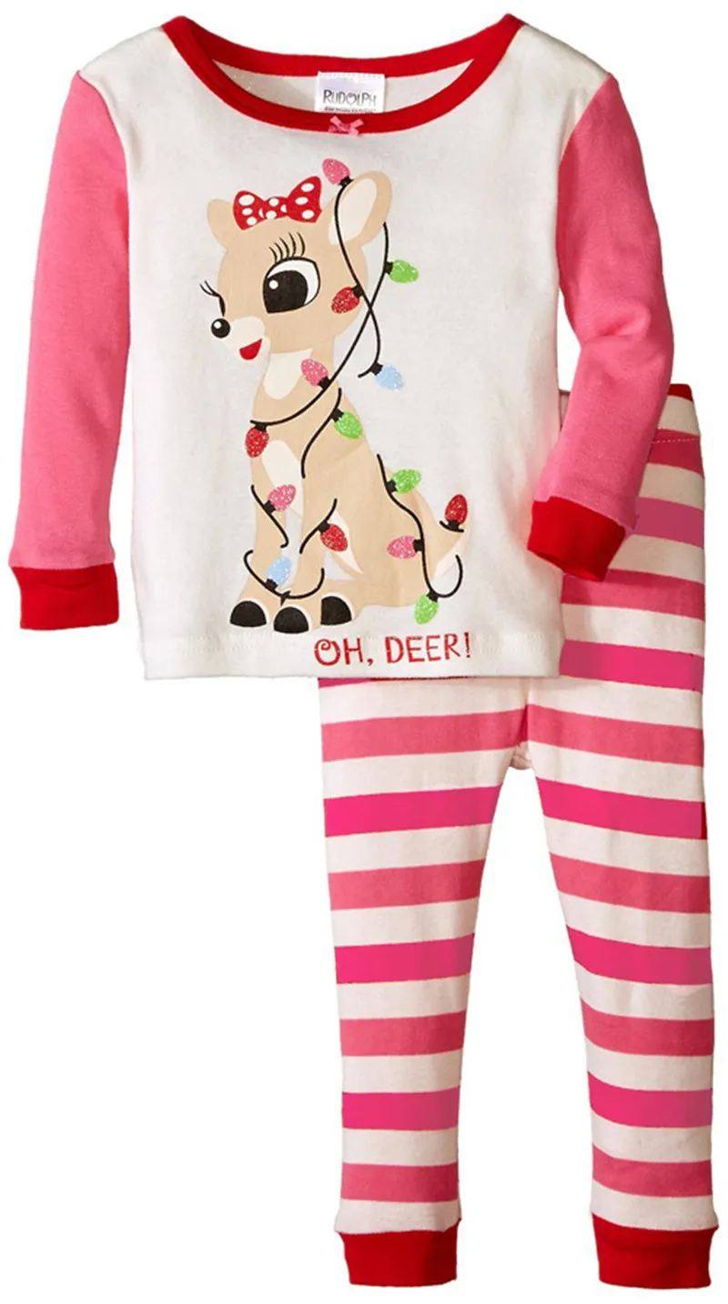 Baby Weihnachten Santa Deer Pyjamas Kinder Streifen Homewear Sets Cartoon Lange SleeveTops + Hosen Nachtwäsche Sets Herbst Kleidung