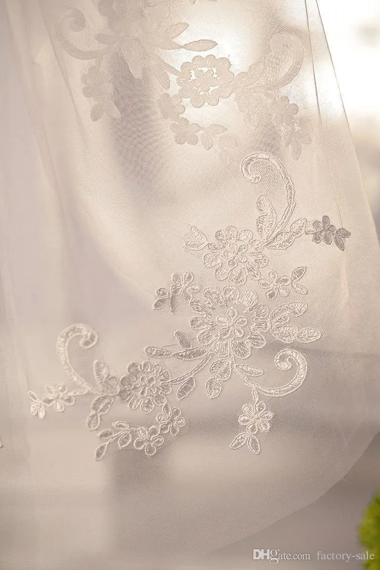 Gorgeous Appliques Lace Elbow Length With Comb Bridal Accessories Wedding Veils CPA398 White Ivory Veils 9086366