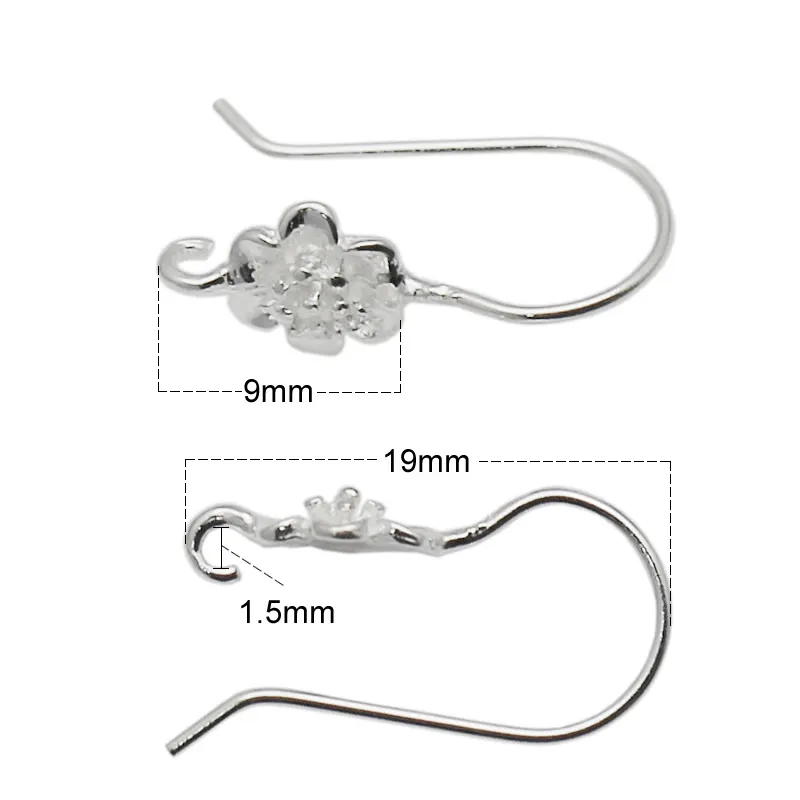 Beadsnice Fish Hook Earring Wires Open Loop Flower Ear Wires 925