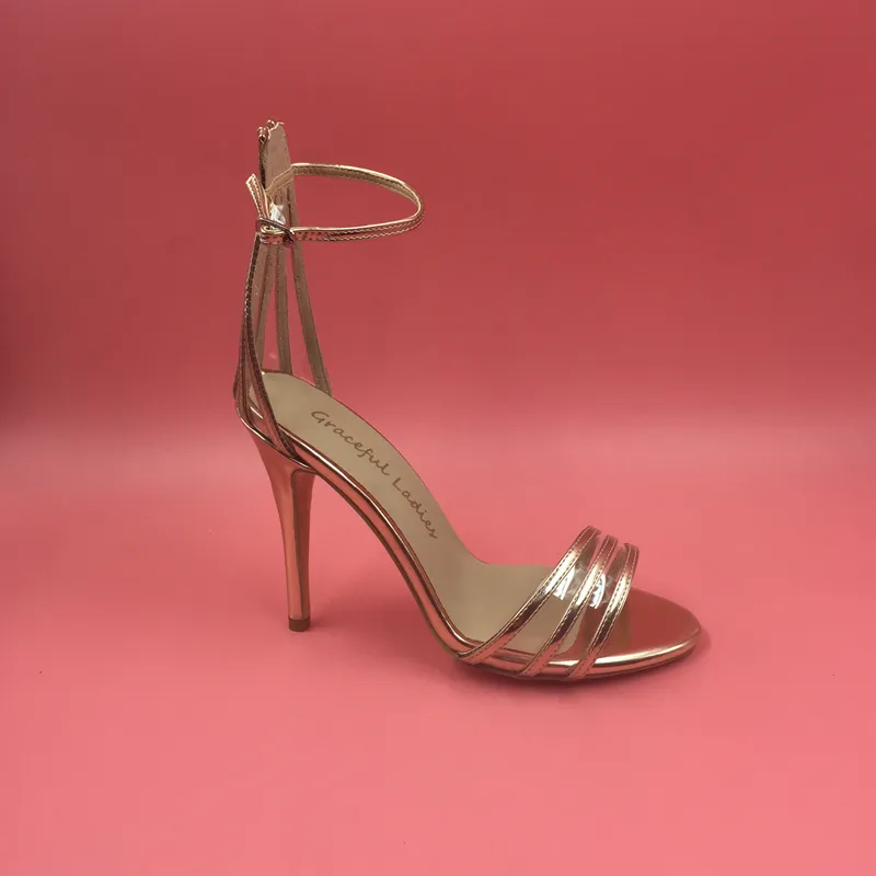 Rose Gold Custom Bronze Sandals For Wedding 2016 Plus Size US4 US15 PVC