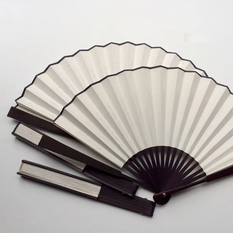 DIY Blank White Folding Fan Rice Paper Large Hand Fans 7' 8' 9' 10' 11"12" Adult Painting Calligraphy Program Chinese Bamboo Fan Bone /