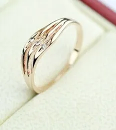 Rhinestones Wave Ring For Women Rose Gold Color Silver Color Korean Style Lovely Girl Gift Party Fashion Design