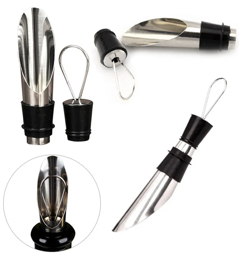 Stylish Stainless Steel Wine Pourers Wine Funnel Bottle Pourer Dumping