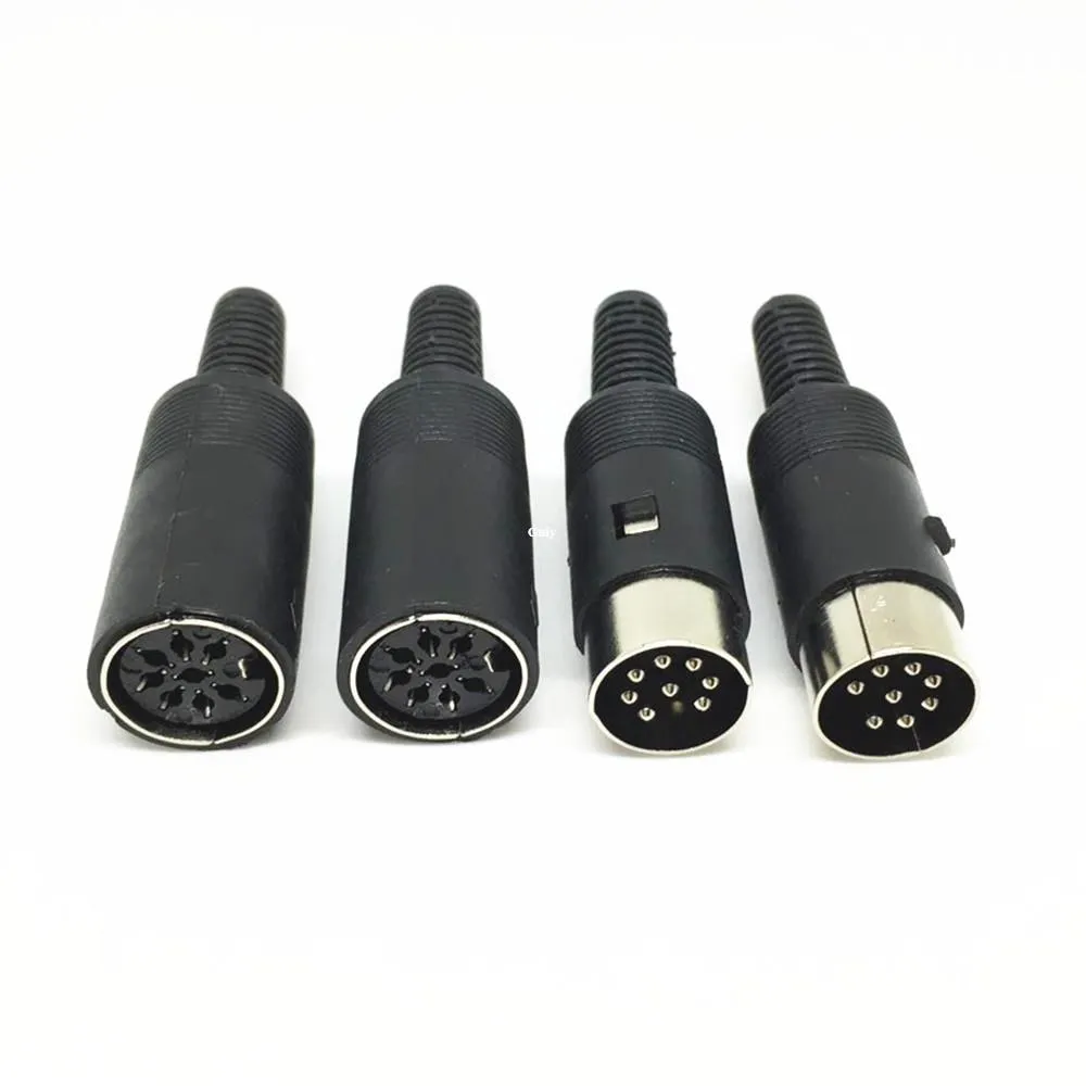 10pairs freeshipping 13mm DIN-plug Solderijzeren connector 8 PIN met Plastic Handvat Mannelijke + Vrouwelijke Audio Video Jack