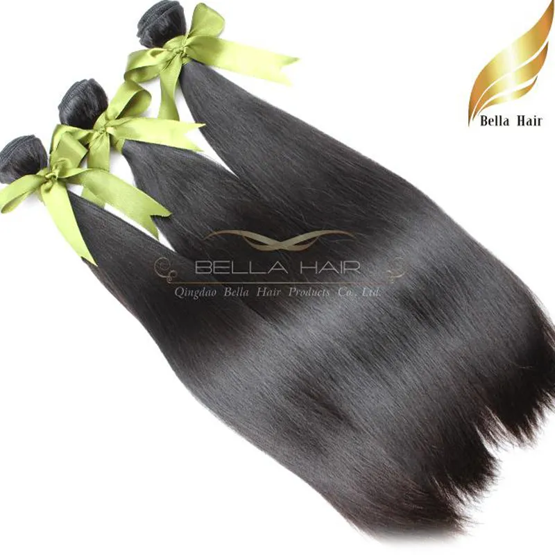 Malaysiska Virgin Human Hair Extensions Silky Straight Hairbundles Weft 8a / Natural Black 8 