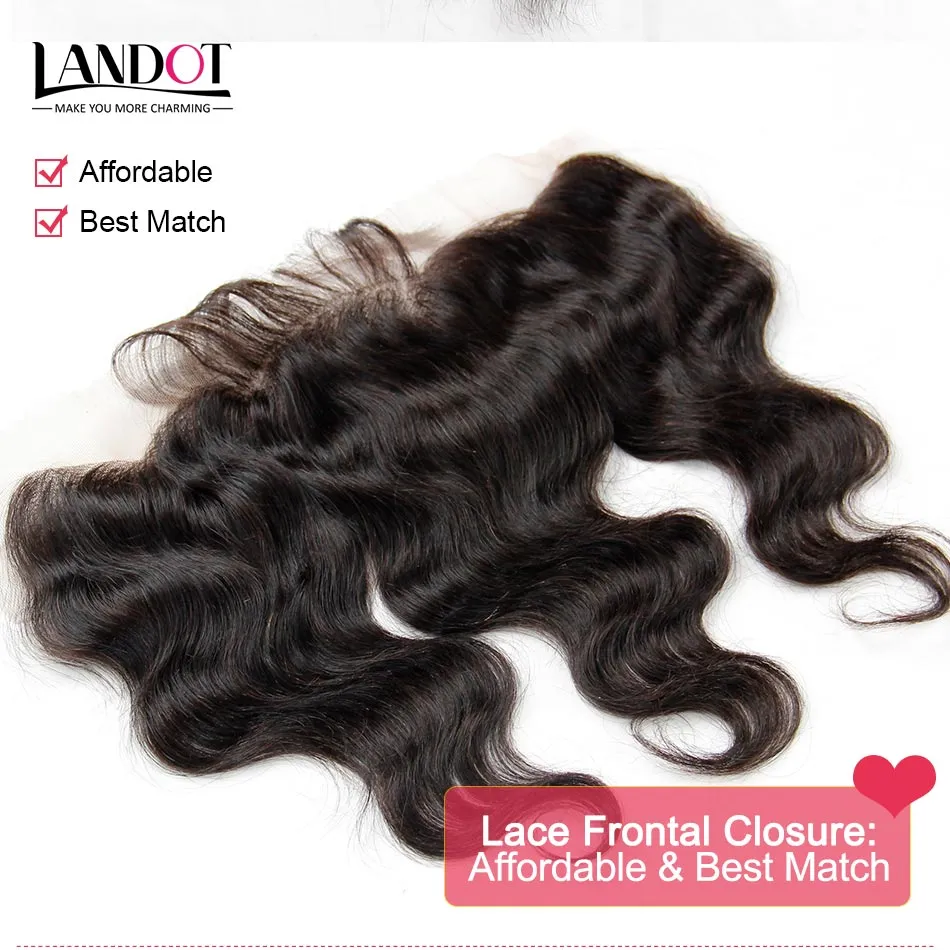 Brazilian Body Wave Lace Frontal Closure Malaysian Indian Peruvian Kambodjanska Virgin Human Hair Stänger Öron Till Ear 13x4 Naturlig Svart Färg