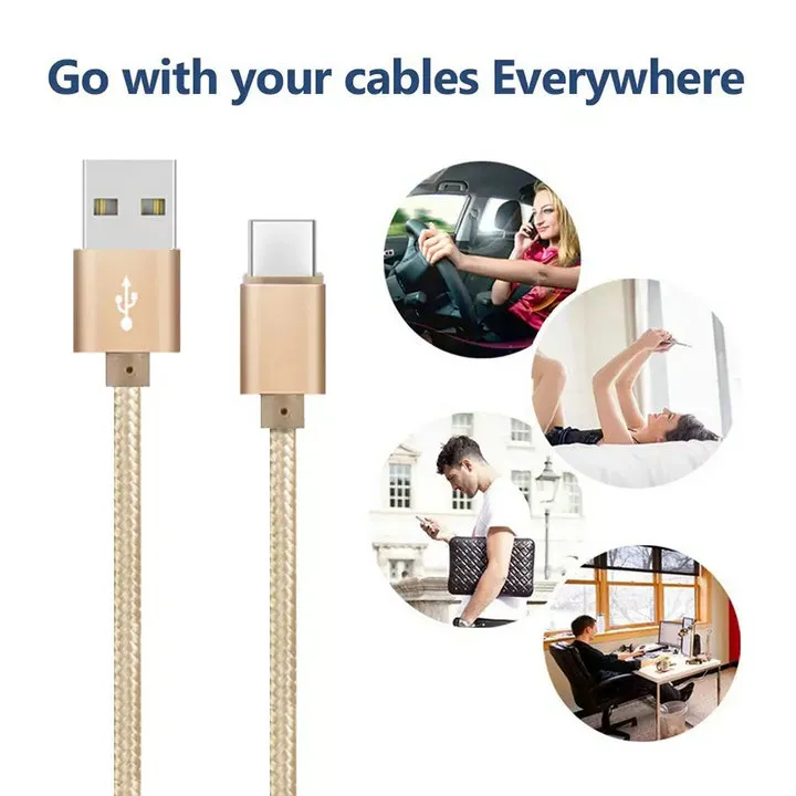 Cell Phone Cables For S21 S10 S8 S9 NOTE 10 NOTE 9 1M/2M/ 3FT 6FT 10FT Metal Housing Braided Micro USB Cable High Speed Data Sync USB Fast Charging Cable