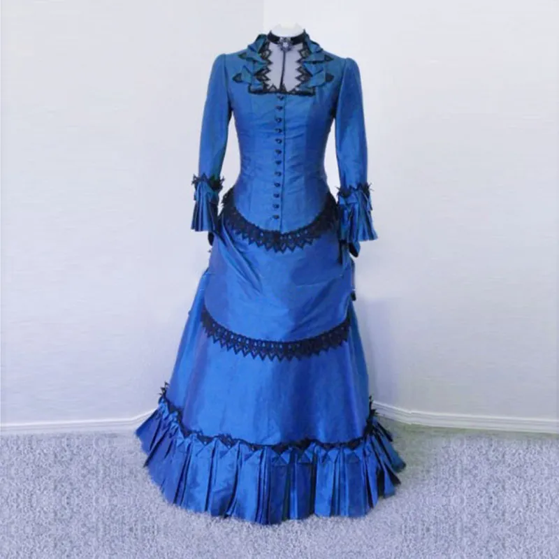 2023 Vintage Gothic Victorian Bustle Period Dress Medieval Renaissance Victorian Party Ball Ballklänningar Teaterkläder för kvinnor