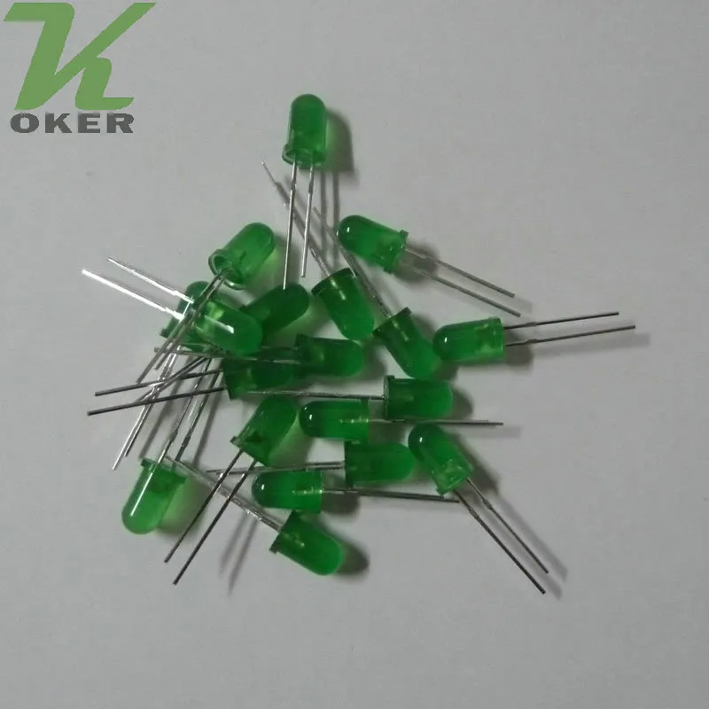 5mm verde difusado lâmpada de luz lâmpada de luz emitindo diodo nevoento ultra brilhante plug-in DIY kit prática de grande angular