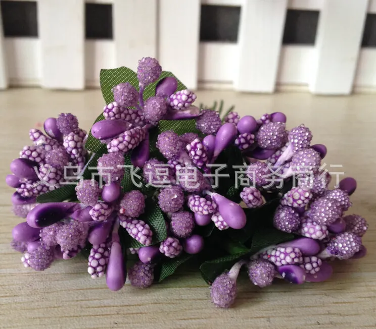 Mulberry Party Artificial Flower Stamen Wire Stam / Äktenskap Leaves Stamen Wedding Box Decoration Hjia347