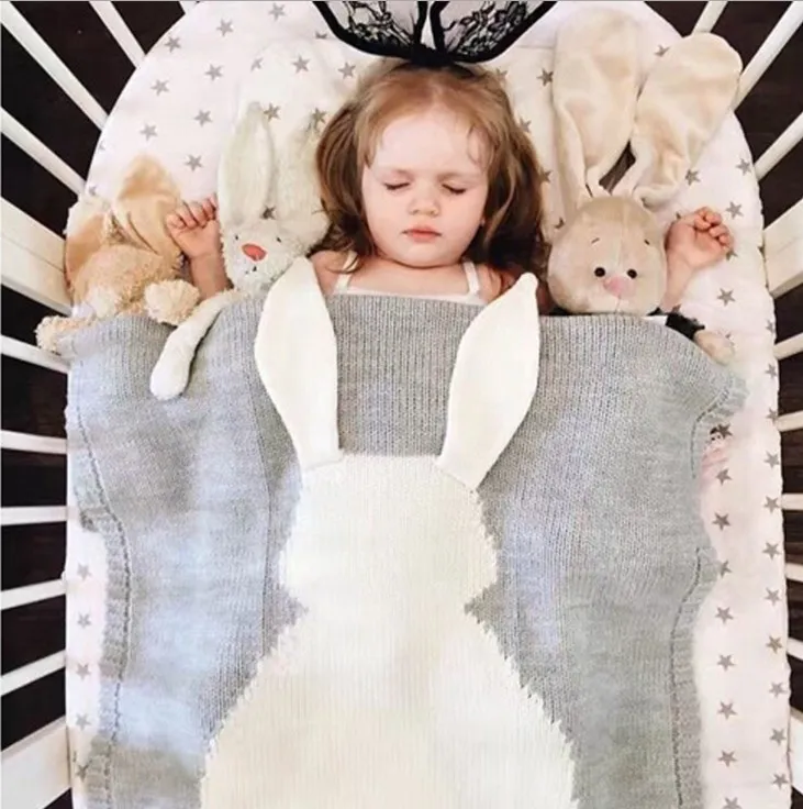 6 couleurs nouveau INS bébé filles lapin mignon couvertures tricotées dormir emmailloter sacs de couchage enfants couverture enfants lapin emmailloter