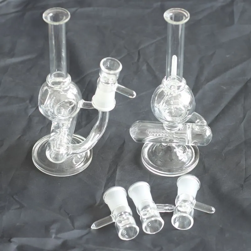 DAB Rig Mini Beaker Hookahs Recycl Reclaimer Double Matrix Perc Två funktioner Inline Diffuser Skull Bong Glas Vatten Rökrör Bubbler