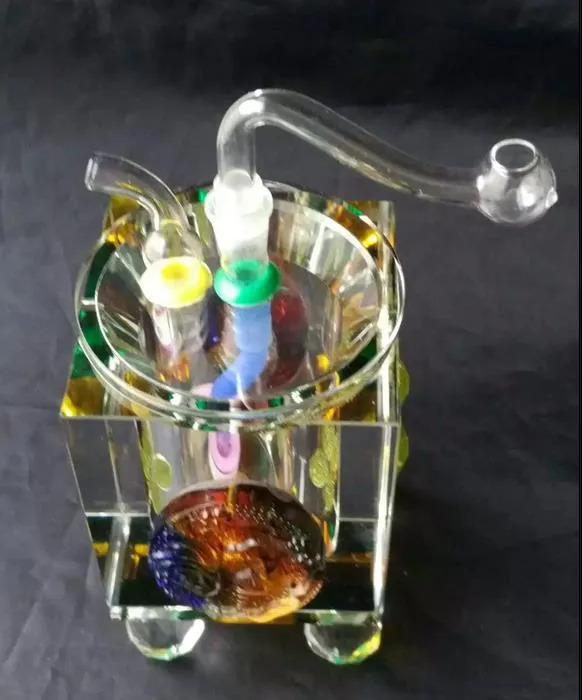 Bangs en cristal épais colorés - pipe à fumer narguilé en verre Gongs en verre - plates-formes pétrolières bongs en verre pipe à fumer narguilé en verre - vap-vaporisateur