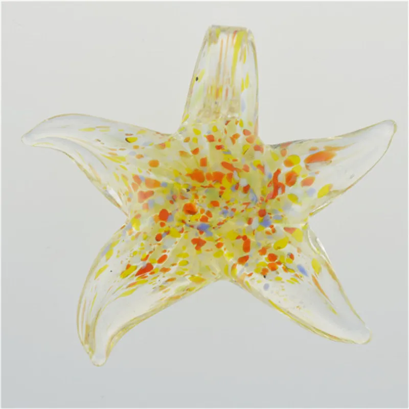 Colgante de estrella de mar, flor de cristal de murano en el interior, colgantes de cristal de murano con collares, joyería de moda barata, 12 Uds.