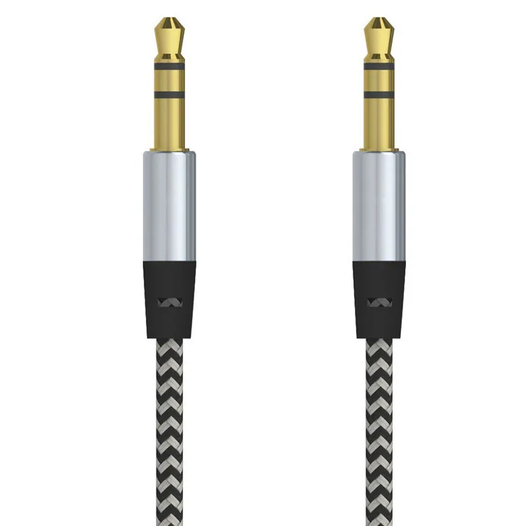 CAR O AUX Extention Cable Nylon flätad 3ft 1M Wired Auxiliary Stereo Jack 3,5 mm Manlig ledning för Andrio Mobiltelefonhögtalare6120360