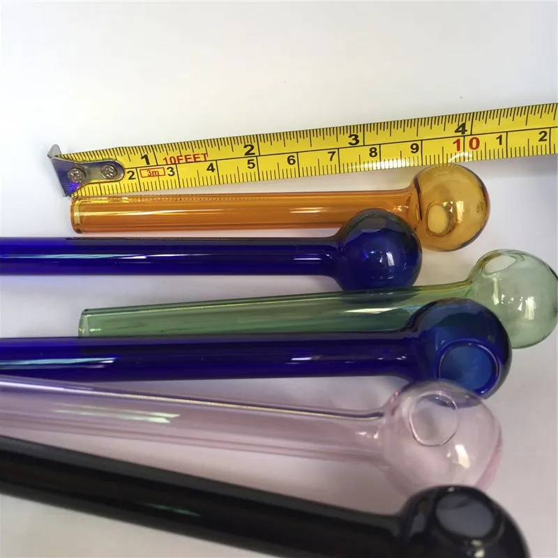 10cm Cheapest Colorful Pyrex Glass Oil Burner Pipe glass tube smoking pipes tobcco herb glass oil nails
