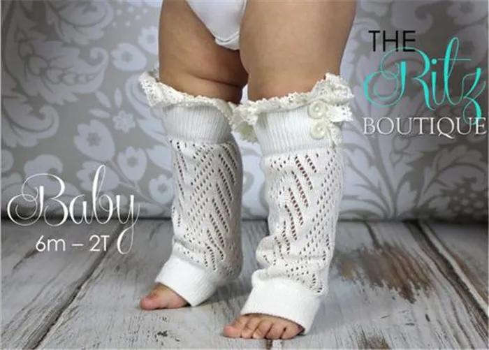 New Hot Sell Warmers Perna Bebê Bebê Oco-Out Lace Pés Quentes Conjunto de Botões Algodão Pernas Curtas Bota Algemas Baby Socks 2778