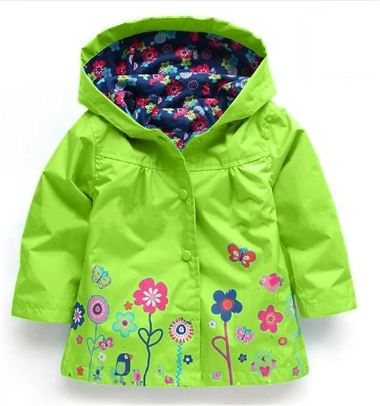 Baby barn flickor blomma regnrock 7 färgfria barn mode baby tjejer kläder vinterrock blomma regnrockjacka för vindtät outwear