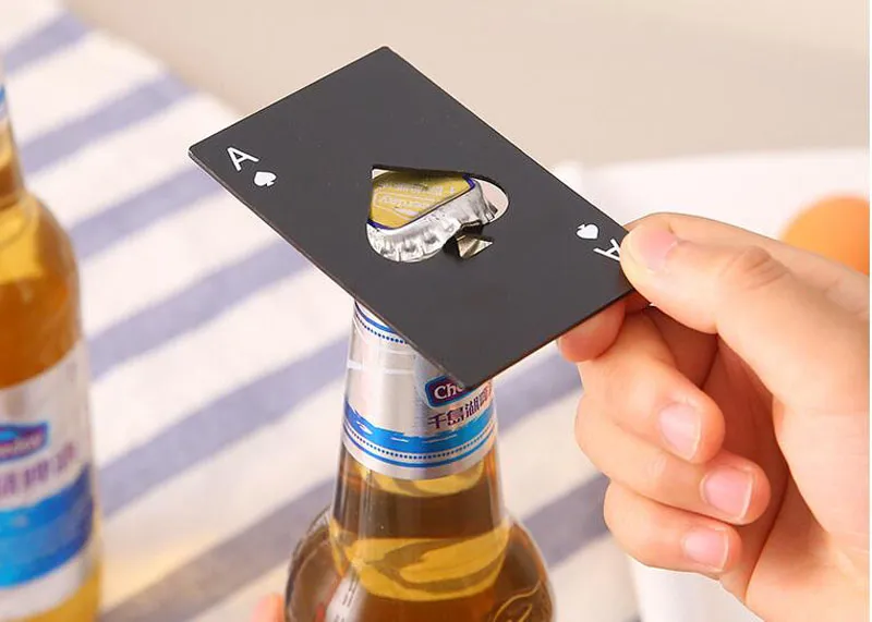 Black Beer Bottle Opener Poker Playing Card Ace of Spades Bar Tool Soda Cap Opener Gift Kitchen Gadgets Tools1555562