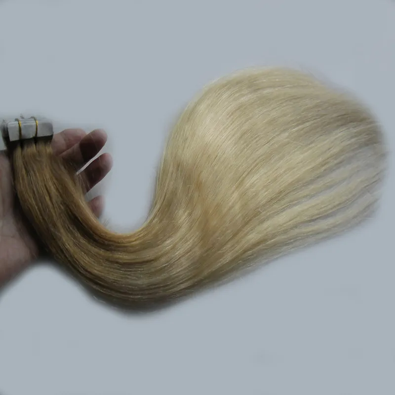 T8/613 blonde two tone ombre hair extensions 100g 40pcs Straight tape in human hair extensions