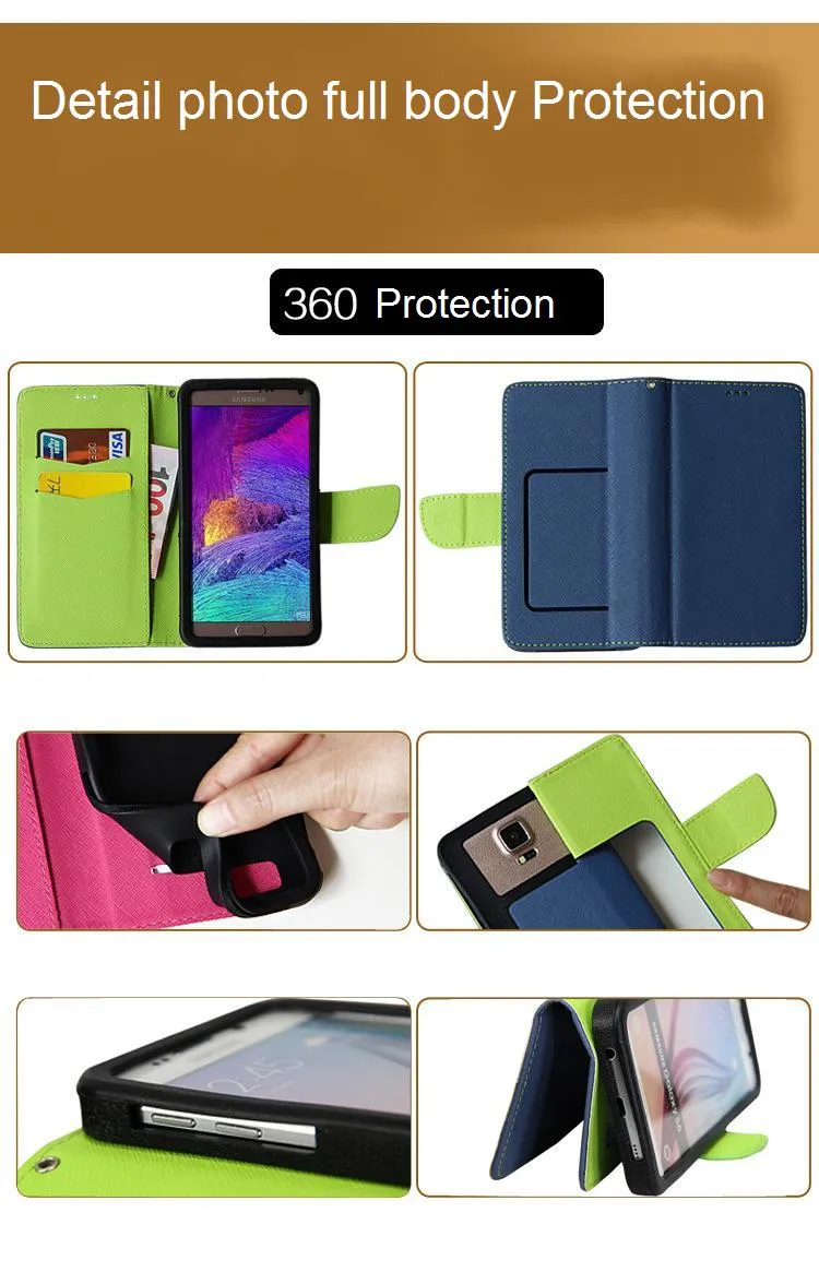 6 boyutu 12 renk Cep Cep Telefonu durumda 6.0inch 3,5'ten için Kredi kartı yuvaları Evrensel Cüzdan PU Ayaklı Deri Kılıf