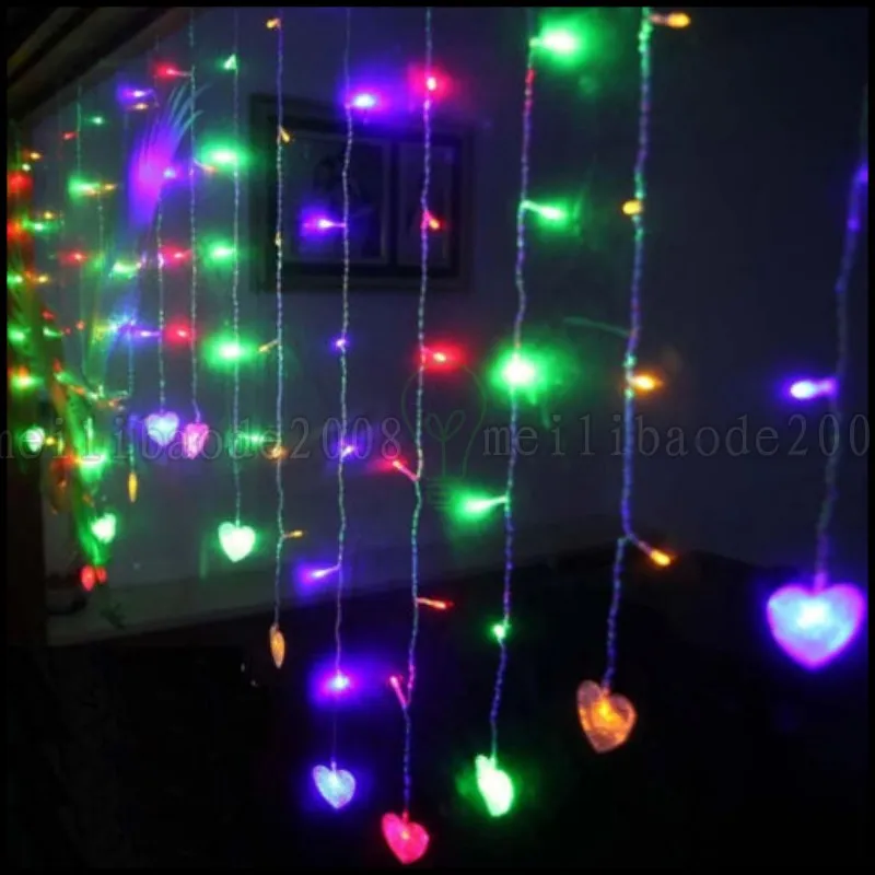 Nowy Multi 3.5m 100SMD Heart LED String Curtaine Lights Holiday Xmas Wedding Decor LLWA221