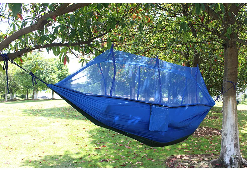 Hammocks, Outdoor Portable camping Mosquito net sleeping hammock High strength parachute Fabric double hanging bed