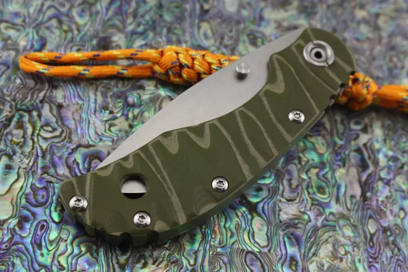 Wildschwein Strider Tritium Stil SMF SNG T-Kopf Klappmesser D2 Stonewash Klinge G10+ Griff aus Flammen-Titanlegierung Taktisches Messer EDC-Werkzeuge