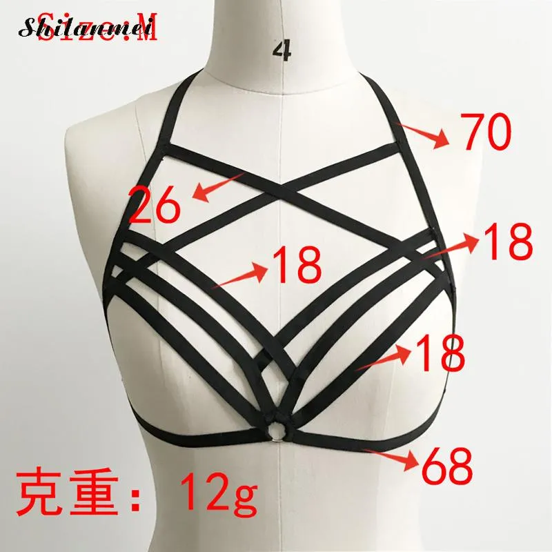 Intimo donna sexy Reggiseno gotico Cinghie imbracatura Goth Cage Reggiseno Reggicalze Cintura regolabile Bondage Lingerie Reggiseno erotico top4944394