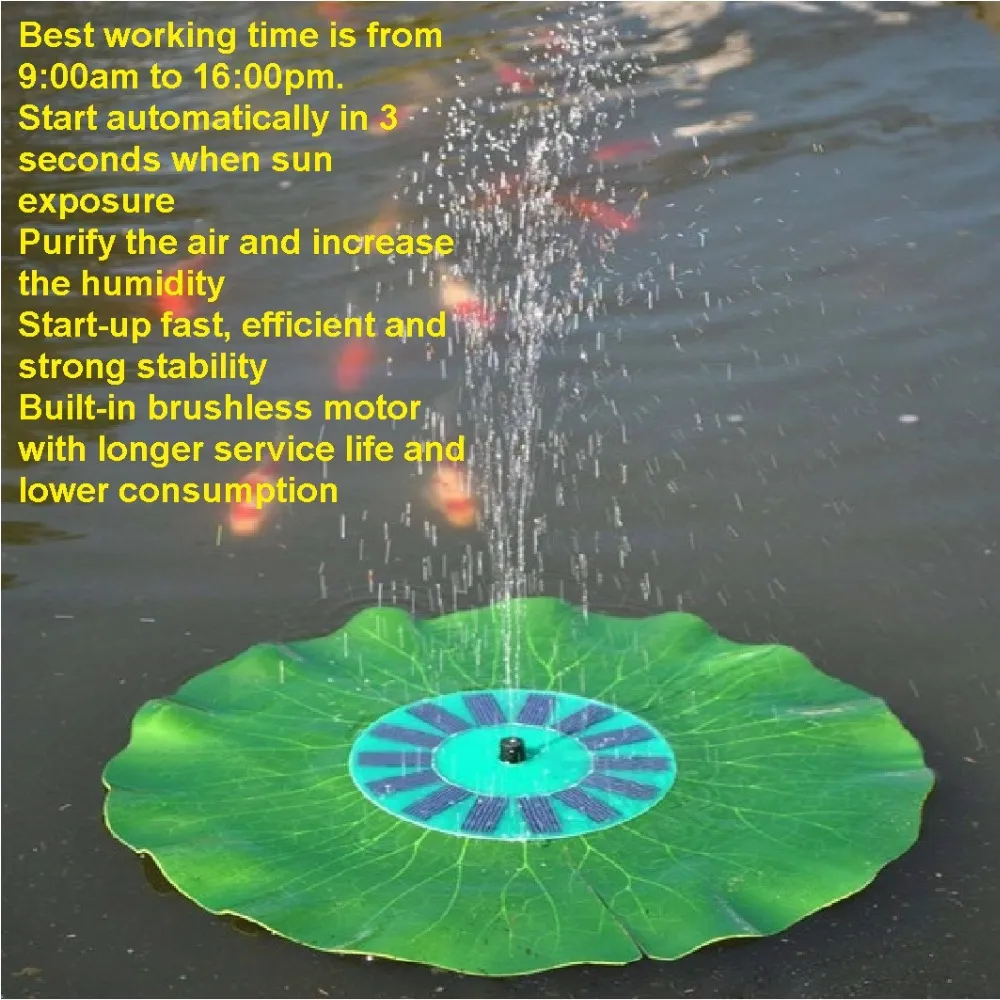 Universal Solar Floating Lotus Leaf Fountain Pump Garden Damm Pool Vatten Solar Power Pump Pump Utomhus Yard Solar Vattenspray Dekorationer